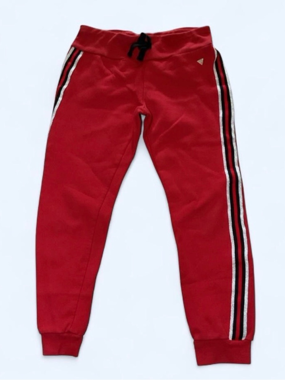 GUESS Boys Red Fleece Jogger Pants Size (M 10-12) Drawstring Elastic Waist Logo